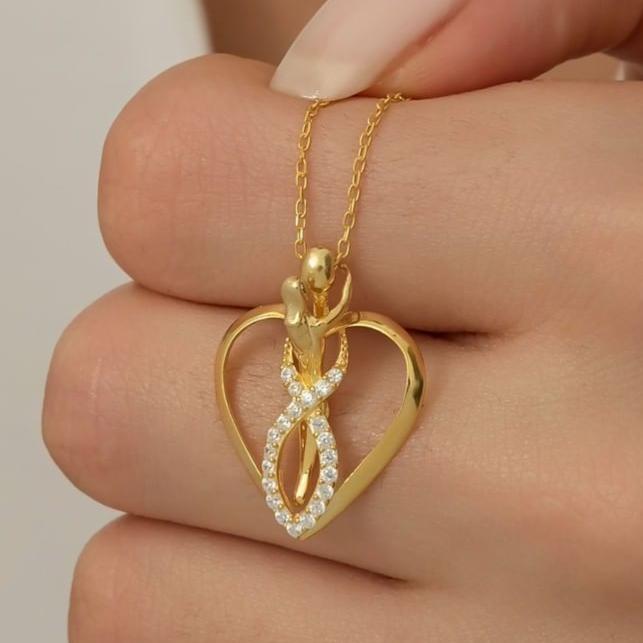 Heart Hugging Shape 2.10Ct White Round Cut Pave Pendant | Proposal Pendant For Girlfriend | Lovely Pendant For Women | Anniversary Gift Pendant