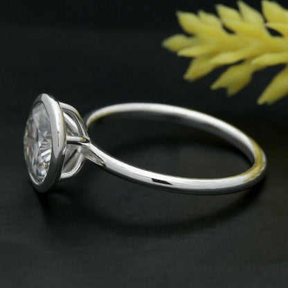 2.77Ct White Round Cut Bezel Ring | Daily Wear Ring For Women | Hand made Ring | Simple Ring