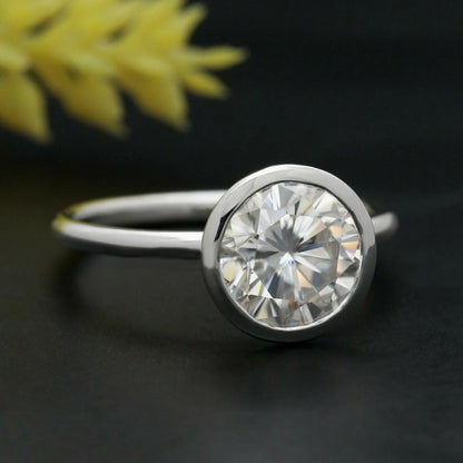 2.77Ct White Round Cut Bezel Ring | Daily Wear Ring For Women | Hand made Ring | Simple Ring