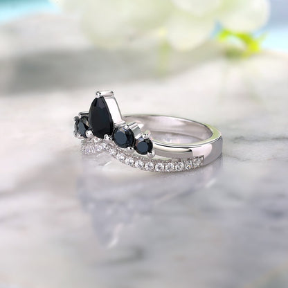 2.60Ct Black Pear Cut Solitaire Ring | Proposal Ring | Perfect Anniversary Gift Ring For Wife