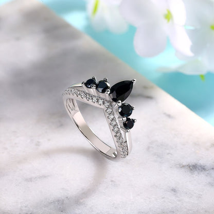 2.60Ct Black Pear Cut Solitaire Ring | Proposal Ring | Perfect Anniversary Gift Ring For Wife