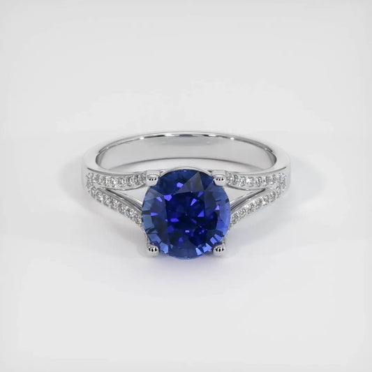 2.85Ct Blue Round Cut Split Shank Ring | Engagement Ring For Women | Delicate Solo Diamond Ring