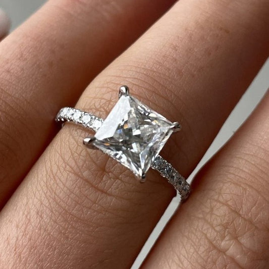 2.55Ct White Princess Cut Solitaire Ring | Anniversary Gift Ring | Proposal Ring