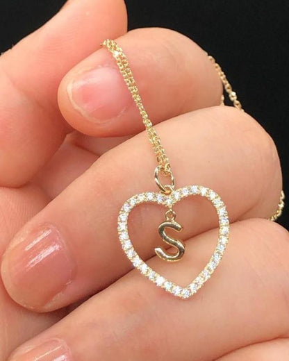 "S" Alphabet With Heart Shape 2.20Ct White Round Cut Pave Pendant | Anniversary Gift Pendant For Wife | Proposal Gift Pendant | Lovable Pendant