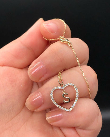 S Alphabet Heart Shape 1.70Ct White Round Cut Pave Pendant | Surprise Gift Pendant For Her | Lovable Pendant | Forever One Pendant  For Women