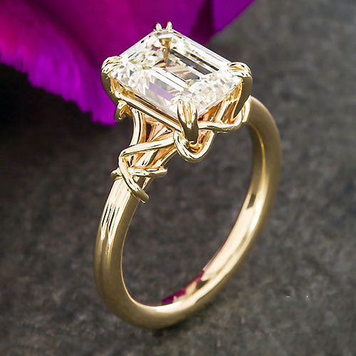 3.10Ct White Emerald Cut Solitaire Ring | Party Wear Ring For Women | Luxury Jewelry