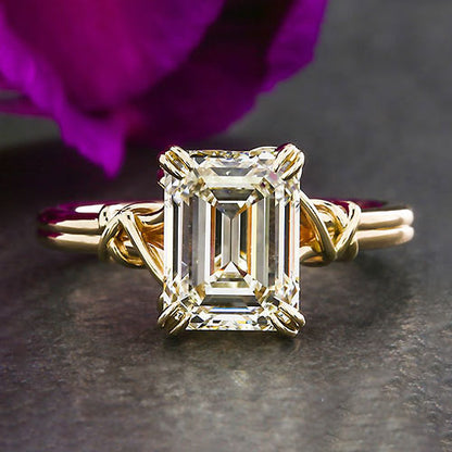3.10Ct White Emerald Cut Solitaire Ring | Party Wear Ring For Women | Luxury Jewelry