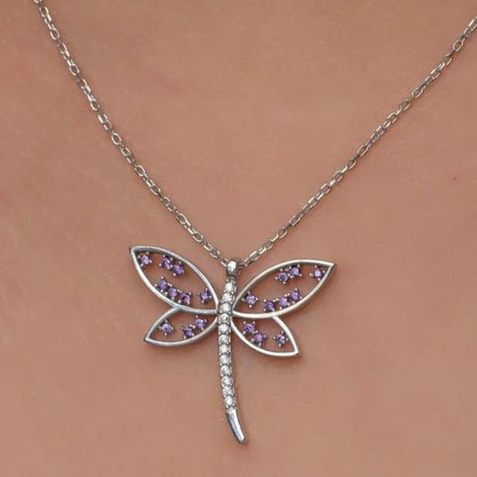 Dragonfly Shape 1.70Ct White Round Cut Prong Pendant | Unique Pendant | Women Jewelry | Everyday Wear Pendant