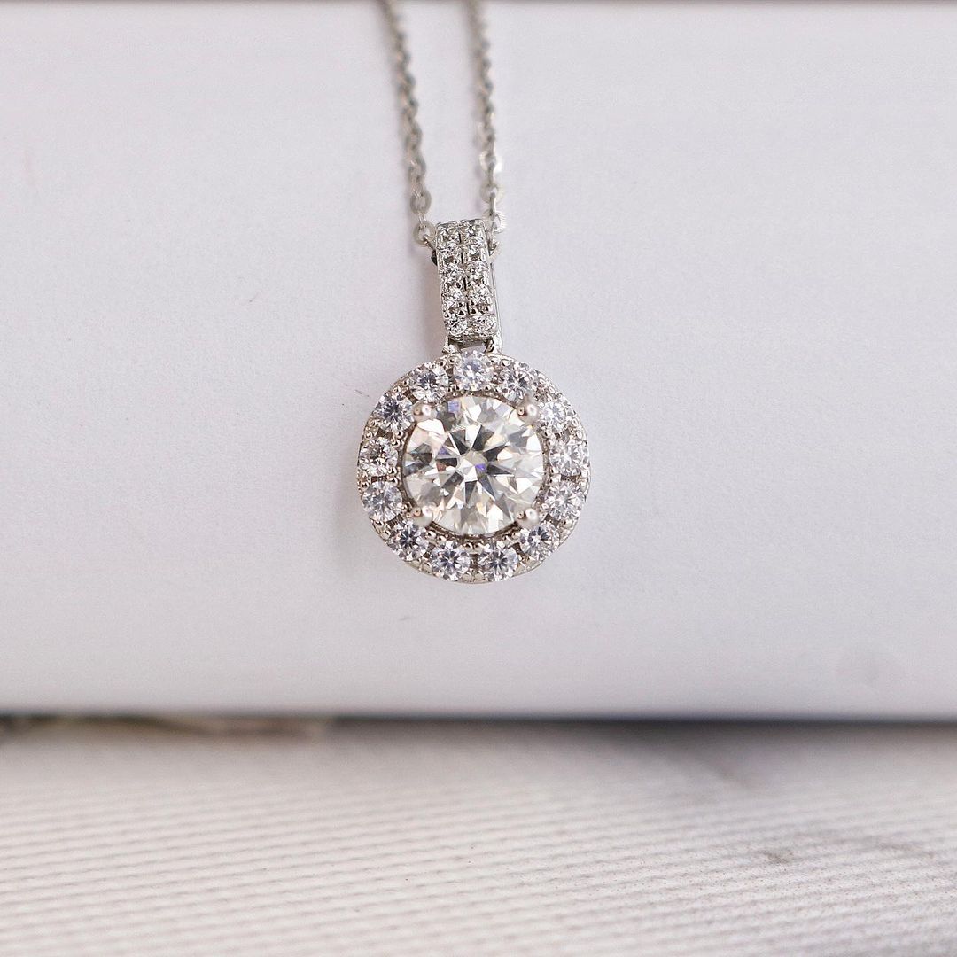 2.70Ct White Round Cut Halo Pendant | Birthday Gift Pendant | Delicate Solo Diamond Pendant | Jewelry Collction