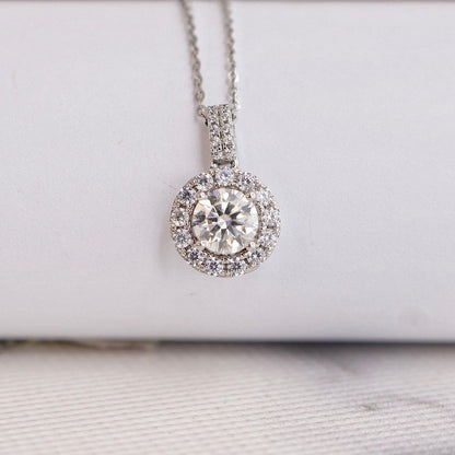 2.70Ct White Round Cut Halo Pendant | Birthday Gift Pendant | Delicate Solo Diamond Pendant | Jewelry Collction