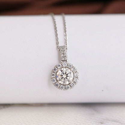 2.70Ct White Round Cut Halo Pendant | Birthday Gift Pendant | Delicate Solo Diamond Pendant | Jewelry Collction