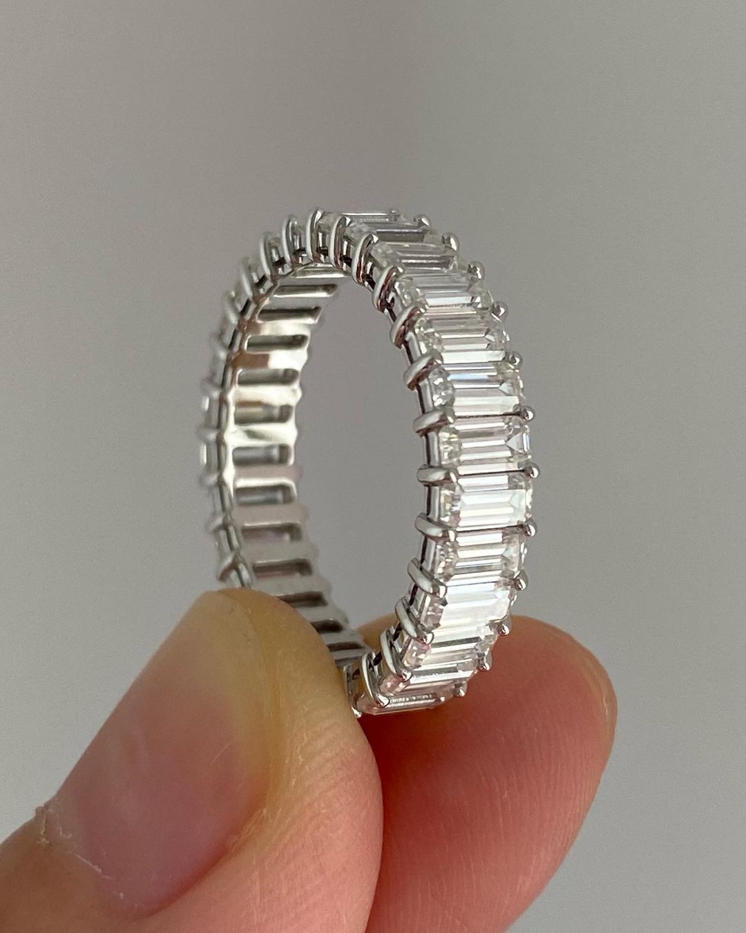 3.10Ct Emerald Cut Full Eternity Band Ring | Engagement Band Ring For Fiancée | Designer Band Ring