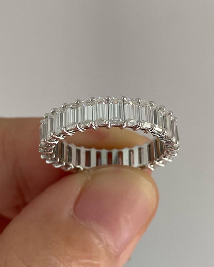 3.10Ct Emerald Cut Full Eternity Band Ring | Engagement Band Ring For Fiancée | Designer Band Ring