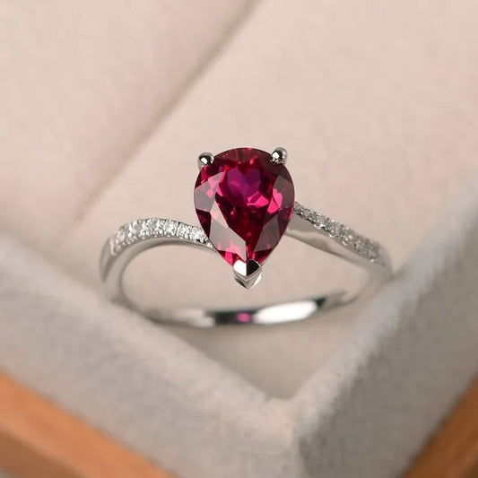 3.2Ct Pink Pear Cut Solitaire Ring | Birthstone Ring For Women | Pretty Ring For Girlfriend | Bride To Be