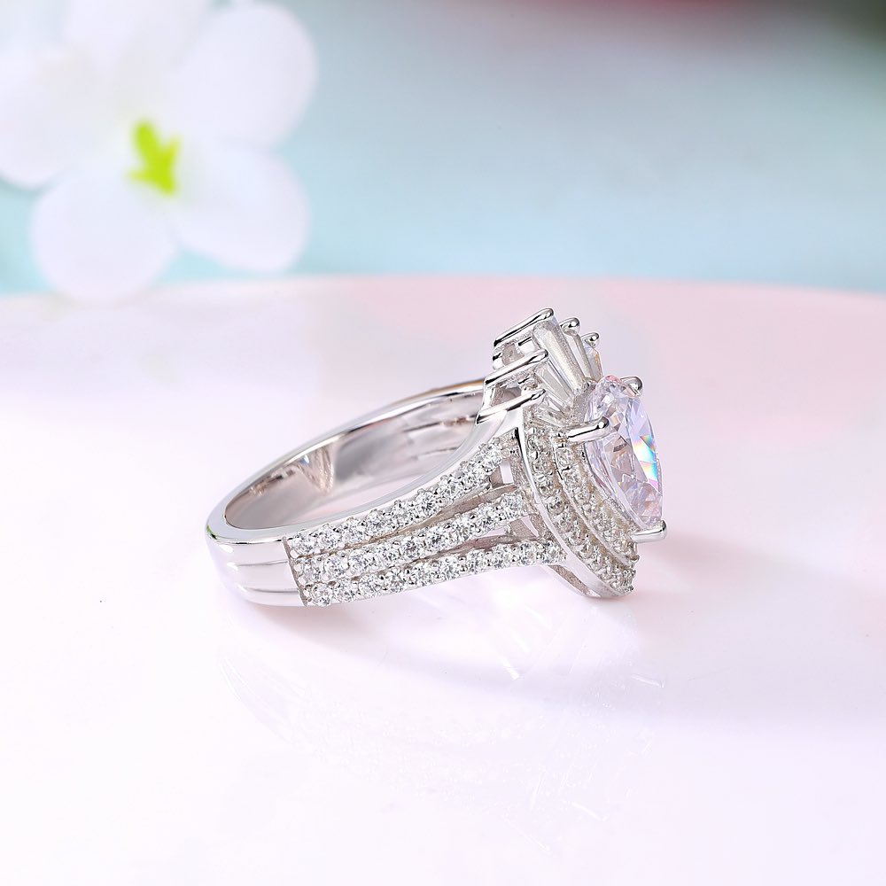 2.77Ct White Pear Cut Double Halo Ring | Party Wear Ring For Women | Luxury Jewelry