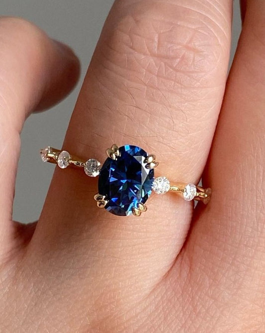 2.77Ct Blue Oval Cut Solitaire Ring | Proposal Ring For Girlfriend | Birthstone Ring For Women | Jewelry Collection