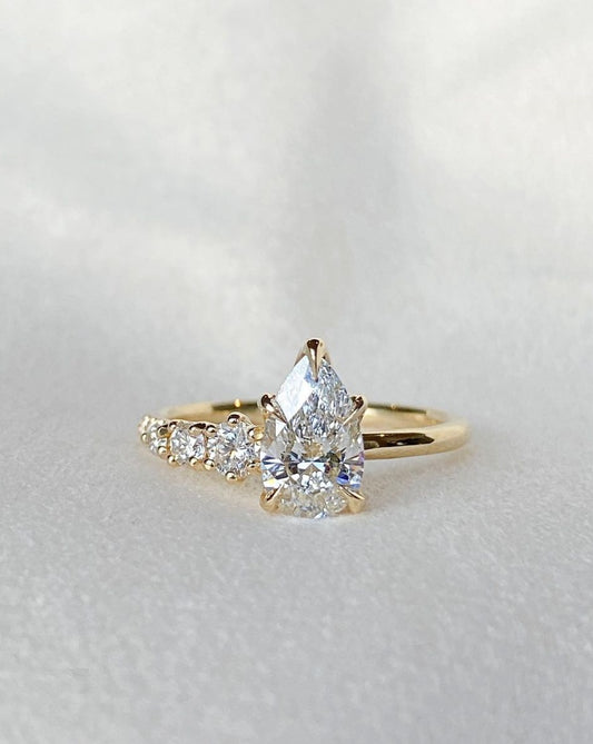 2.5Ct White Pear Cut Solitaire Ring | Engagement Promise Ring | Gift For Her | Handmade Ring