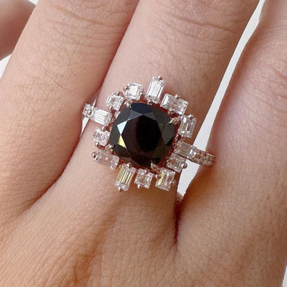 2.77Ct Black Cushion Cut Halo Ring | Birthday Gift Ring For Women | Special Event Ring | Statement Ring