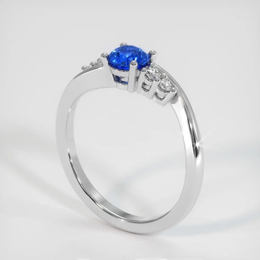 2.4Ct Blue Round Cut Solitaire With Accents Ring | Engagement Promise Ring For Fiancee | Stacking Ring For Her | Timeless Design