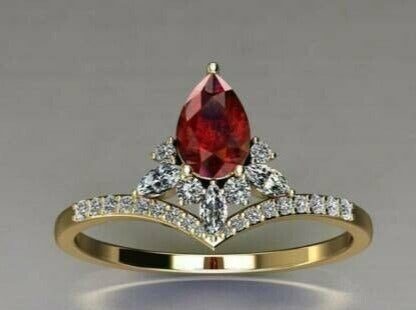 2.77Ct Red Pear Cut Solitaire Ring | Bride To Be | Wedding Ring | Jewelry Collection