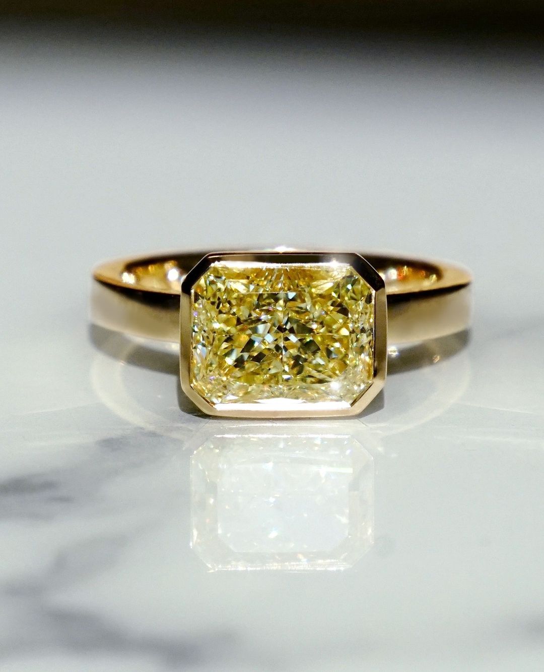 2.6Ct Yellow Radiant Cut Bezel Ring | Wedding Ring | Gift For Women | Surprise Gift
