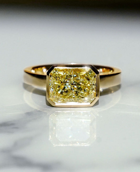 2.6Ct Yellow Radiant Cut Bezel Ring | Wedding Ring | Gift For Women | Surprise Gift