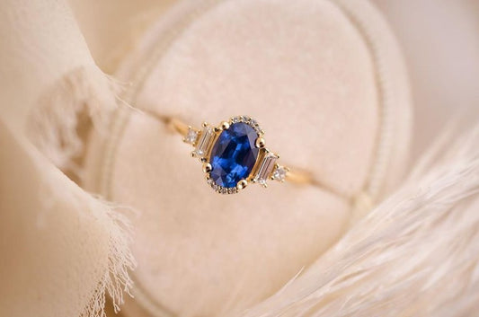 2.8Ct Blue Oval Cut Solitaire Ring | Birthstone Bridal Ring | Occasion Ring | Statement Ring