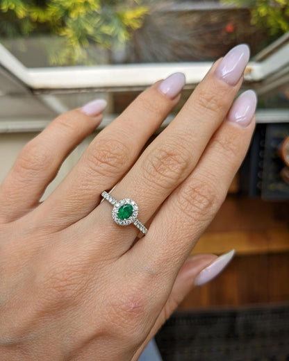 1.4Ct Green Oval Cut Halo Ring | Engagement Ring | Proposal Ring | Gift For Her