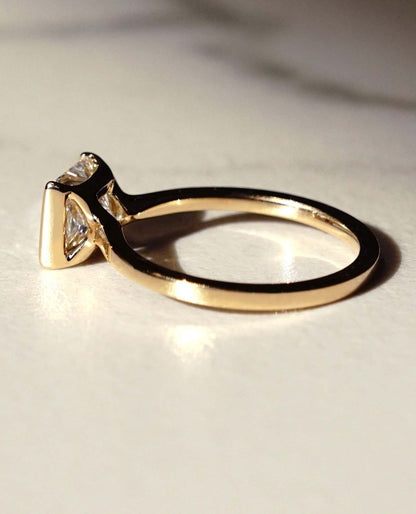 1.8Ct White Princess Cut Half Bezel Ring | Engagement Ring | Proposal Ring | Gift For Women
