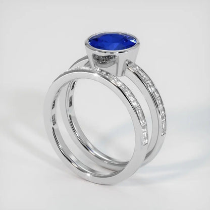 2.8Ct Blue Round Cut Bezel Set Ring Set For Her | Elegant Design Ring Set | Bridal Wedding Ring Set | Fashion Jewelry Piece