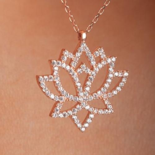 Lotus Flower Design 3.20Ct White Round Cut Pave Pendant | Party Wear Pendant | Wedding Gift Pendant | Fashion Jewelry | Special Event Pendant