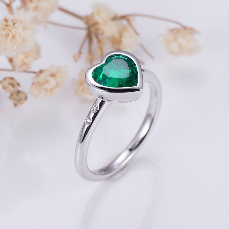 2.5Ct Green Heart Cut Bezel Ring | Engagement Proposal Ring | Daily Wear Ring | Timeless Design