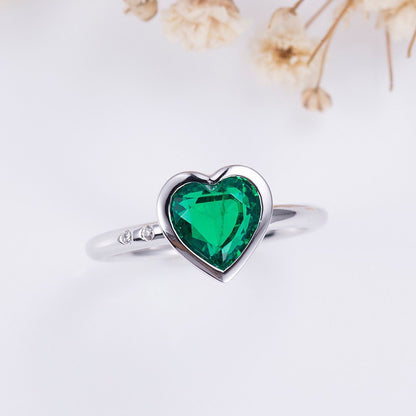 2.5Ct Green Heart Cut Bezel Ring | Engagement Proposal Ring | Daily Wear Ring | Timeless Design