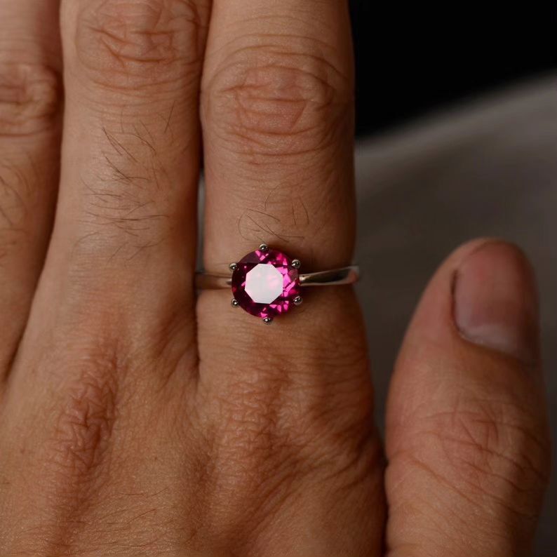 2.2Ct Pink Round Cut Solitaire Ring For Her | Birthstone Ring For Women | Single Stone Ring | Customize Gift