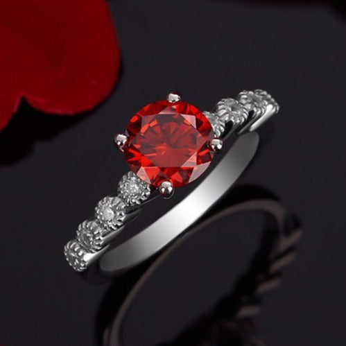 2.55Ct Red Round Cut Solitaire Ring | Proposal Ring For Girlfriend | Daily Wear Ring For Her | Classic Ring