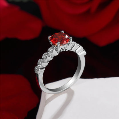 2.55Ct Red Round Cut Solitaire Ring | Proposal Ring For Girlfriend | Daily Wear Ring For Her | Classic Ring