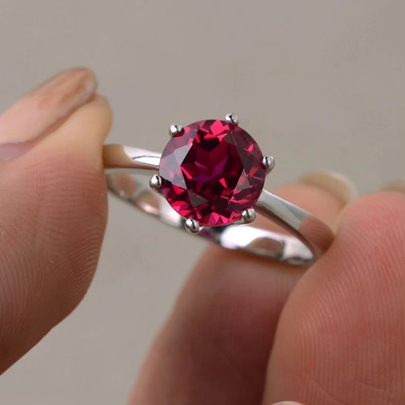 2.2Ct Pink Round Cut Solitaire Ring For Her | Birthstone Ring For Women | Single Stone Ring | Customize Gift