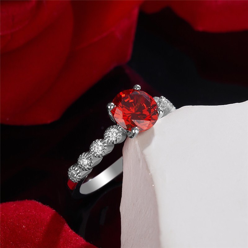 2.55Ct Red Round Cut Solitaire Ring | Proposal Ring For Girlfriend | Daily Wear Ring For Her | Classic Ring