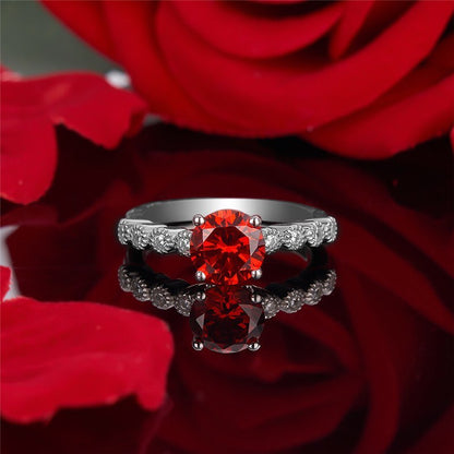 2.55Ct Red Round Cut Solitaire Ring | Proposal Ring For Girlfriend | Daily Wear Ring For Her | Classic Ring