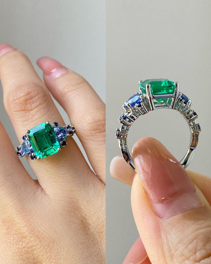 2.85Ct Green Emerald Cut Solitaire Ring | Wedding Ring For Women | Bridal Jewelry | Fancy Ring