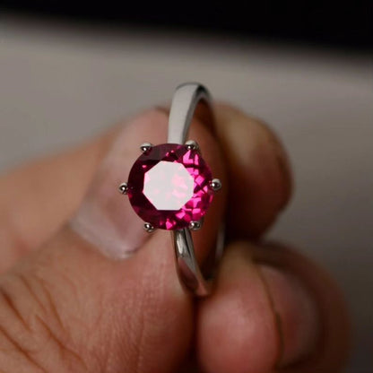 2.2Ct Pink Round Cut Solitaire Ring For Her | Birthstone Ring For Women | Single Stone Ring | Customize Gift