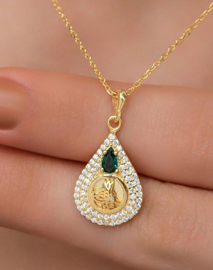 2.55Ct Green Pear Cut Double Halo Pendant | Surprise Gift Pendant For Her | Forever One Pendant | Designer Jewelry Piece