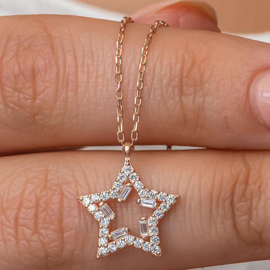 Star Shape 2.50Ct White Round Cut Prong Pendant | Timeless Design | Thank You Gift Pendant | Everyday Wear Pendant