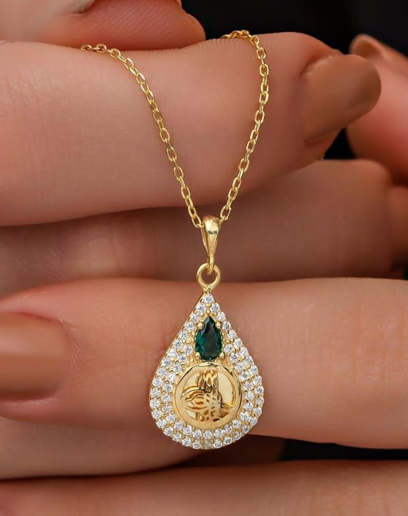 2.55Ct Green Pear Cut Double Halo Pendant | Surprise Gift Pendant For Her | Forever One Pendant | Designer Jewelry Piece