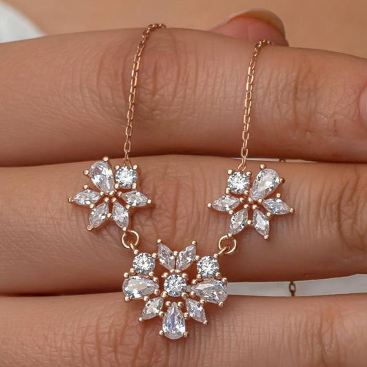 3 Piece Flower Shape 2.55Ct Round Cut Prong Pendant | Special Occasion Wear Pendant | Wedding Gift Pendant | Women Jewelry