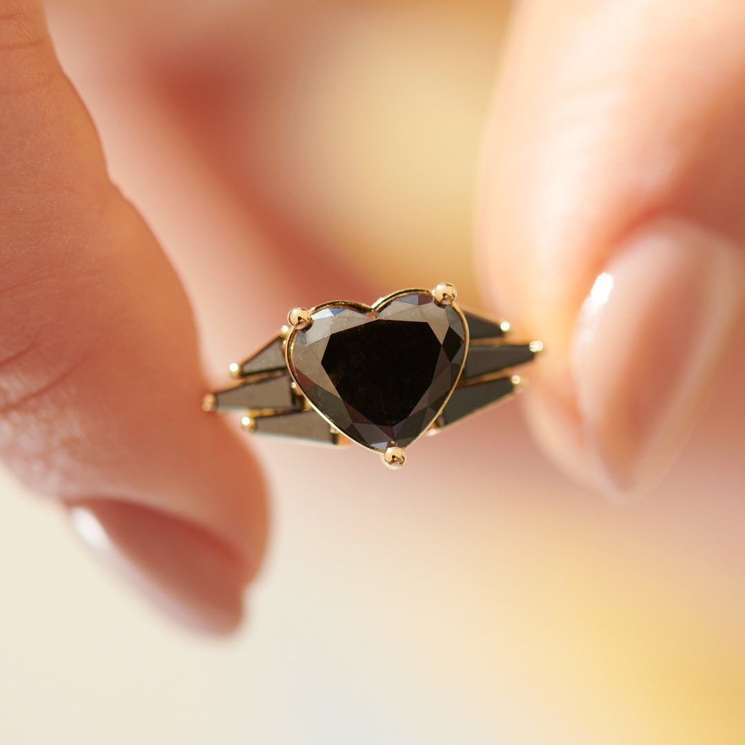 2.4Ct Black Heart Cut Solitaire Ring | Anniversary Gift Ring | Valentine's Day Gift Ring | Attractive Ring