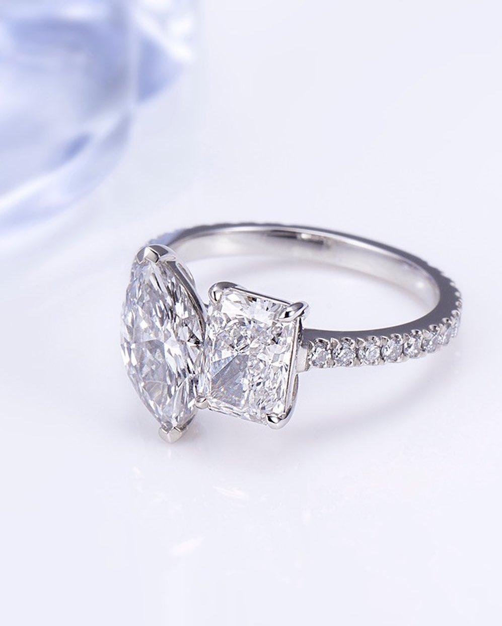 2.5Ct White Radiant And Marquise Cut Two Stone Ring | Engagement Ring For Fiancee | Proposal Ring  | Toi Et Moi Ring