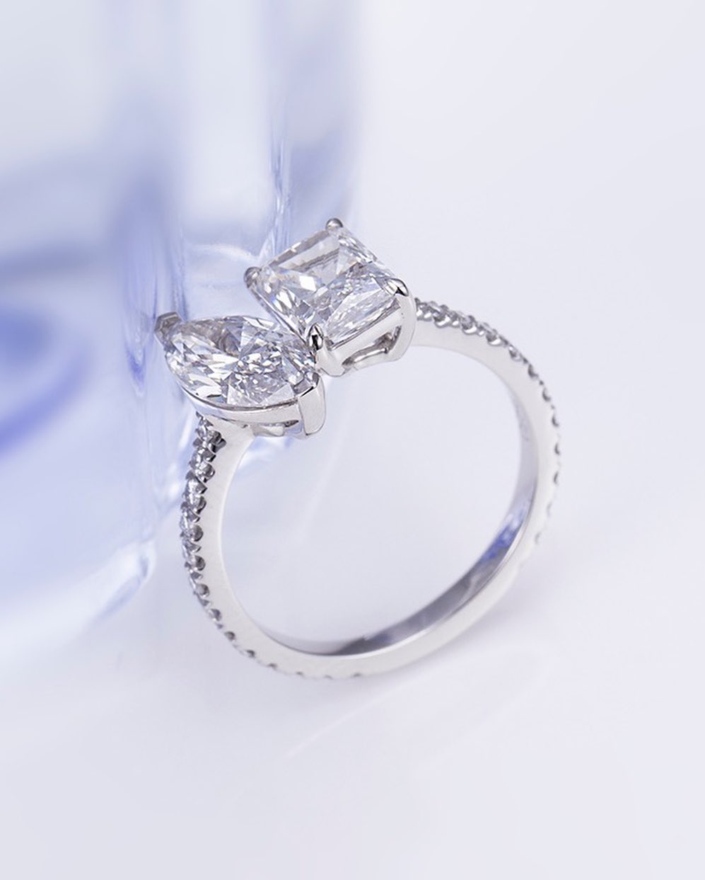 2.5Ct White Radiant And Marquise Cut Two Stone Ring | Engagement Ring For Fiancee | Proposal Ring  | Toi Et Moi Ring