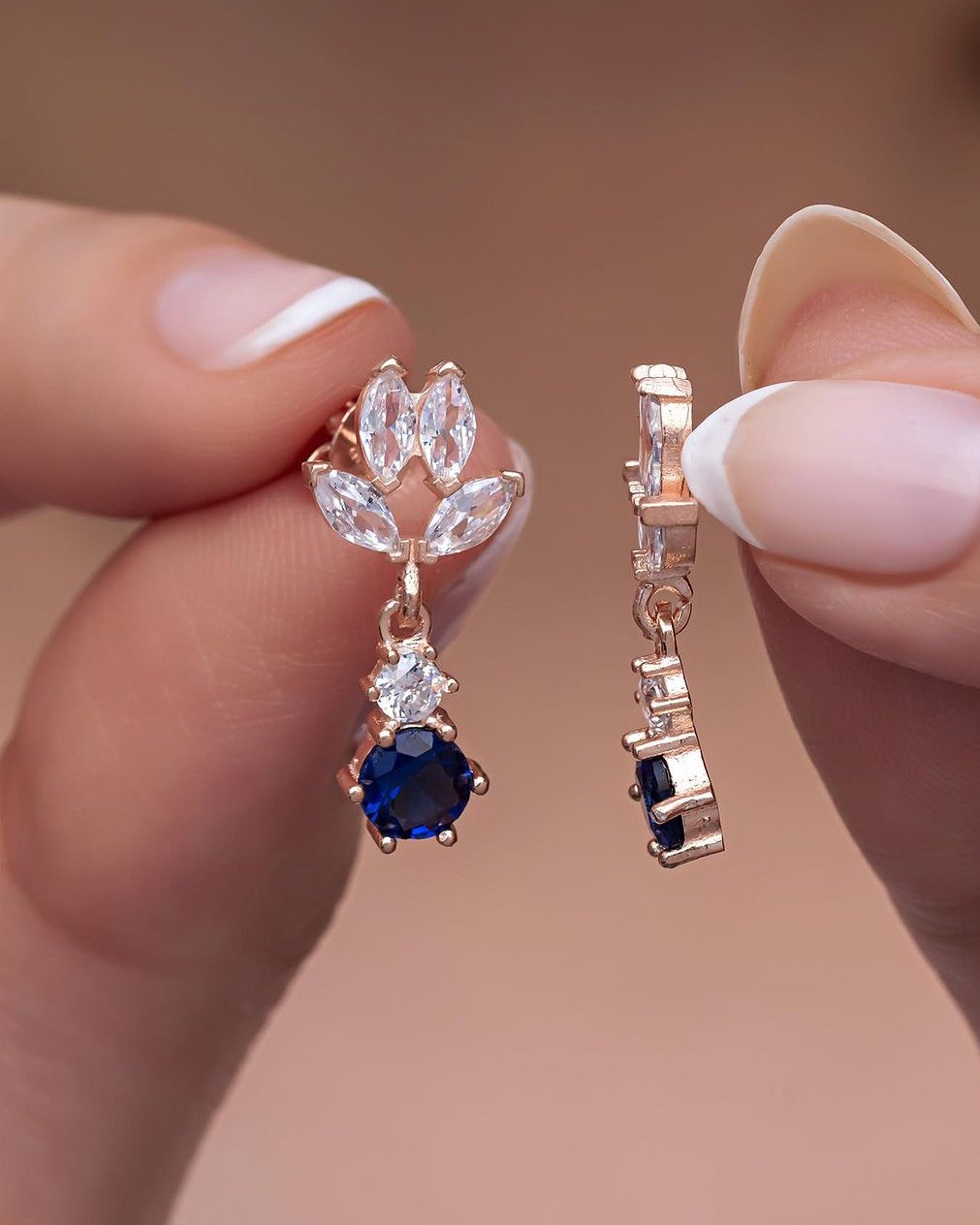 Blue Round Cut Cubic Zirconia Solitaire Drop Earring For Her | Perfect Earring Gift For Special Occasion | Birthstone Earring Gift For Women