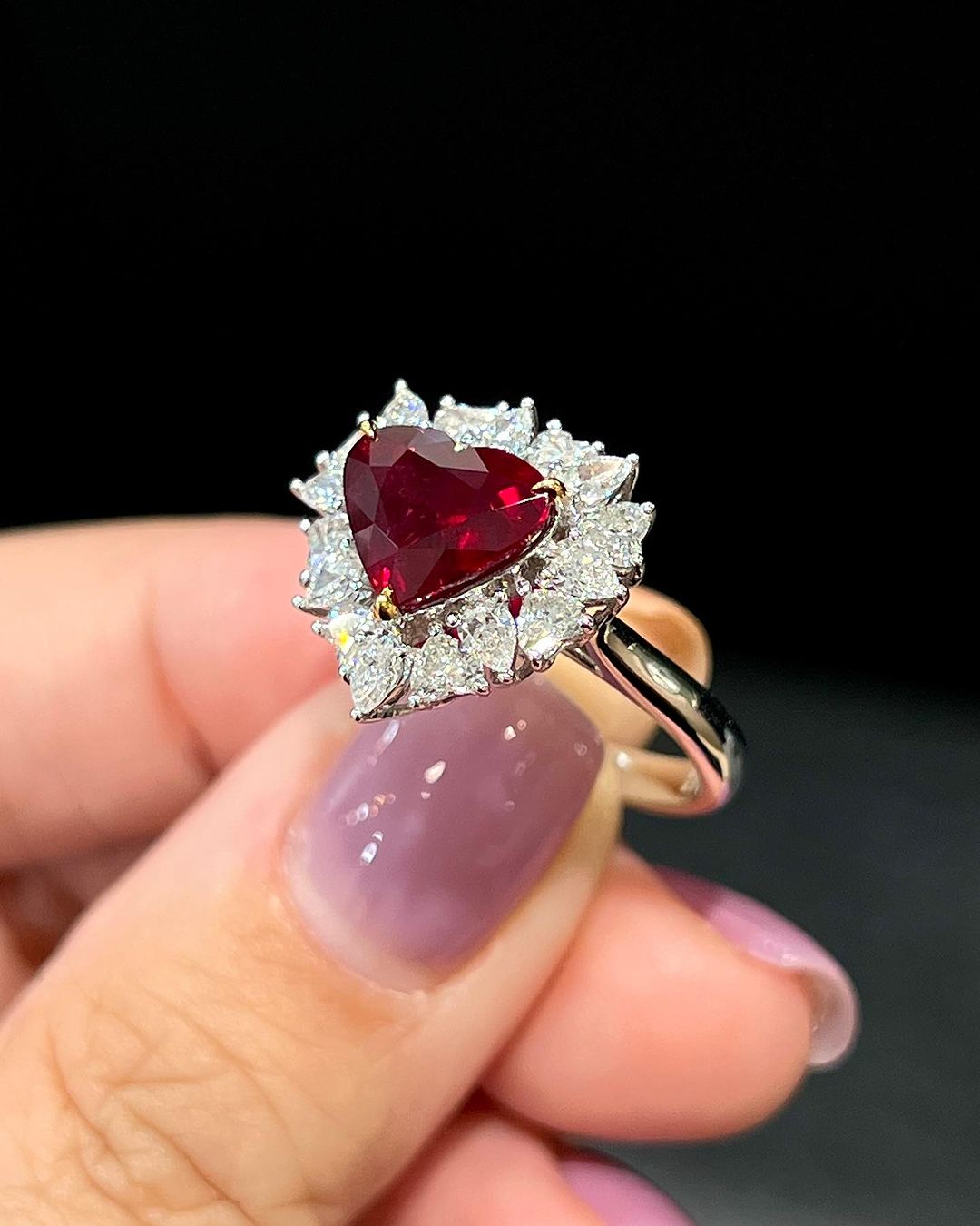 2.5Ct Red Heart Cut Halo Ring | Engagement Ring For Her | Promise Ring | Special Occasion Ring